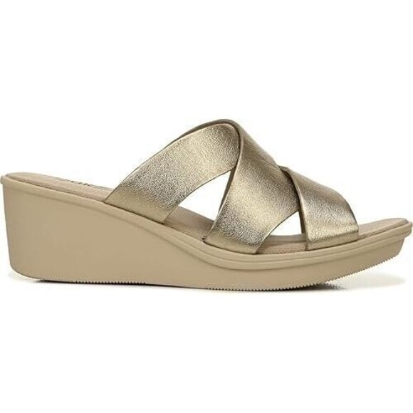 Naturalizer Rowena Womens Leather Slip on Slide Sandals, Warm Silver Leather, 9W - Picture 3 of 7